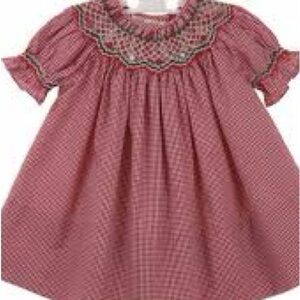 NWT Rosalina Collections Check Smocked Baby Girl Dress 12 Mnths